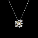 Sterling Silver Pink AA FW Button Pearl Pendant Necklace (LQS011)