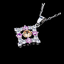 Platinum Colorful Cubic Zirconia Necklace - CZ Necklace Champagne PYX3-0003 (SZY279)