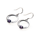 Sterling Silver Round Earring with Amethyst - Silver Earring 10444 (SZY460)