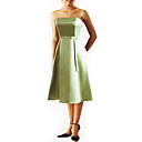 A-line Strapless Tea-length Satin Bridesmaid Dress / Prom Dress (HSX855)