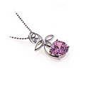 Pink Cubic Zirconia Pendant - Sterling silver Necklace 10000 (SZY746)