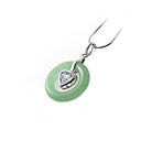 jade cirkel hanger-sterling zilveren ketting 7673 (szy823)
