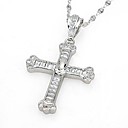 Platinum Blingbling Big Cross Pendant - Cubic Zirconia Necklace 81101-17(SZY1012)