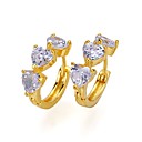 24K Gold Plated Heart Cubic Zirconia Earring Hoop - Cubic Zirconia Earring 81104-03 (SZY987)