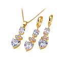 18K Gold Plated Heart Shape Earring And Necklace Set - Cubic Zirconia Jewelry Set SDX--0046 (SZY1186