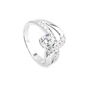 Stylish Platinum Cubic Zirconia Ring - Sterling Silver Ring r2380 (SZY1086)