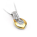Sterling Silver Fashion Two Tone Pendant-CZ  Necklace d24717 (SZY1396)