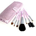 5 Sets Mixed Hair Cosmetic Brush Set With Free Pink Leather Case