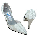 satinado de alta calidad superior de tacón cerrado de los pies con zapatos de boda nupcial abalorios (md018)