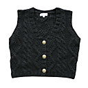 v-hals metalen knopen vest dames trui (gx010)