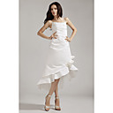 A-line Spaghetti Straps Asymmetrical Satin Wedding Dress