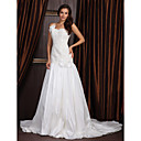 A-line One Shoulder Court Train Taffeta Wedding Dress