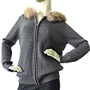 echte Pelzkragen Popcorn Wolle Pullover Frauen (hhx002)