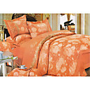 6-pc Luxury Orange Jacquard Cotton Full Size Duvet Cover Set - Free Shipping (0586-FZ011)