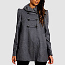 Frill Necked Military Wool Pea Coat Women's Coat(19)