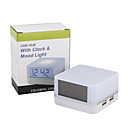 4 puertos USB hub + reloj + lcd luz del estado de ánimo