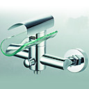 Contemporary Brass Tub Faucet with Glass Spout (Wall Mount)