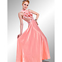 A-line High Neck Sleeveless Floor-length Elastic satin Quick Delivery Dress (OFGH0285)