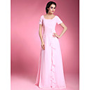 A-line Square Short Sleeve Floor-length Chiffon Mother of the Bride Dress