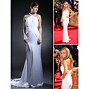 Giuliana Rancic Trumpet/ Mermaid Halter Sweep/ Brush Train Elastic Silk-like Satin Emmy/ Evening Dress (FSD0370)
