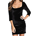 Deep U Neckline Three-quarters Sleeves Women's Dresses(1801AL011-0737)