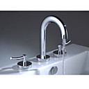Two Handles Chrome Wide Spread Bathroom Sink Faucet (Cold and Hot Switch) (0743-2J-09602)