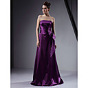 A-line Strapless Floor-length Stretch Satin Bridesmaid/Wedding Party Dress