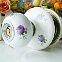 High Quality Ceramic Door Knob with Lock (Porcelain Door Knob) (0768-W29-ROS)