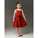 A-line Spaghetti Straps Knee-length  Satin Flower Girl Dress