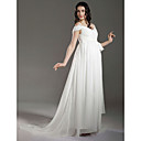 Sheath/ Column Empire Off-the-shoulder Sweep/ Brush Train Maternity Wedding Dress