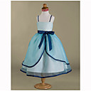 Ball Gown Spaghetti Straps Tea-length Satin Organza Flower Girl Dress