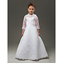 Fairy A-line Floor-length Satin Organza Lace Flower Girl Dress / First Communion Dress (HSX635)