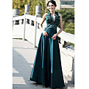 A-line V-neck Floor-length Sleeveless Elastic satin Quick Delivery Dress (OFGH0308)