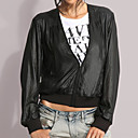 Long Sleeves V Neckline Zipper Women's Jackets(0102bc013-0497)