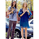 MISCHA BARTON Half Sleeves Deep V Neckline Silk Chiffon Women's Dresses(1802BC1005-0741)