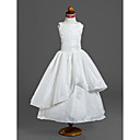 Ball Gown Square Tea-length Capped Taffeta Flower Girl Dress / First Communion Dress