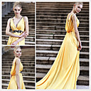 A-line V-neck Asymetrical Sleeveless Satin Quick Delivery/ Evening Dress (OFGC394)