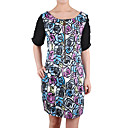 Zippers Front Flowers Printed Dresses / Women's Dresses (1802BD015-0736)