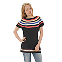 Colorful Stripes Round Neckline Short Sleeves Sweater / Women's Sweaters (FF-0101BE002-0736)