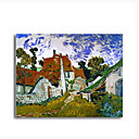 Stretched Canvas Handmade Street in Auvers Les Toits Rouges Painting by Vincent Van Gogh 0192-YCF103195