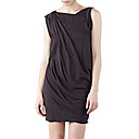 Asymmetrical Neckline Sleeveless Draped  Design Jersey Dress / Women's Dresses (FF-1801BF112-0851)
