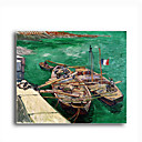 Stretched Canvas Handmade Landing Stage with Boats,c.1888 Painting by Vincent Van Gogh 0192-YCF103184