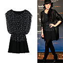 LINDSAY LOHAN Style / Dot Patterns Printed Short Sleeves Round Neckline Dress / Women's Dresses (FF-B-BG0736002)