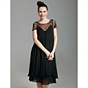Chiffon Sheath Scoop Knee-length Cocktail Dress With Beaded Neckline