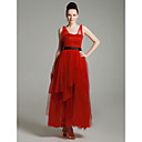 Tulle Satin A-line Straps Ankle-length Evening Dress inspired by Mila Kunis at Emmy Award