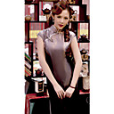 Mantel / Spalte Stehkragen gekappt knielangen shusu / Seide Habotai cheongsam / Qipao / chinesisches Kleid (hgqp330)