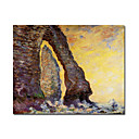 Handmade The Rock Needle Seen through the Ported'Aval Painting by Claude Monet Stretched Ready to Hang(0192-YCF103525)
