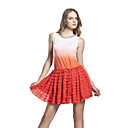 Handmade Sequins Layered Hem Dye-tied Sleeveless Decorated Neckline Dress / Women's Dresses (FF-B-BH0736005)
