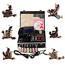 Top-Qualität Damaskus handgefertigten 6 Tattoo Maschinen-Kit mit überlegener führte Stromversorgung (ly114)