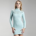 Delicate Pierced Patterns Three-quarters Sleeves Turtleneck Cashmere Dress / Women‘s Cashmere Sweaters (FF-C-BI0681005)